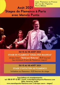 Stages de danse Flamenco / Paris / aout 2021. Du 15 au 18 août 2021 à Paris20. Paris. 